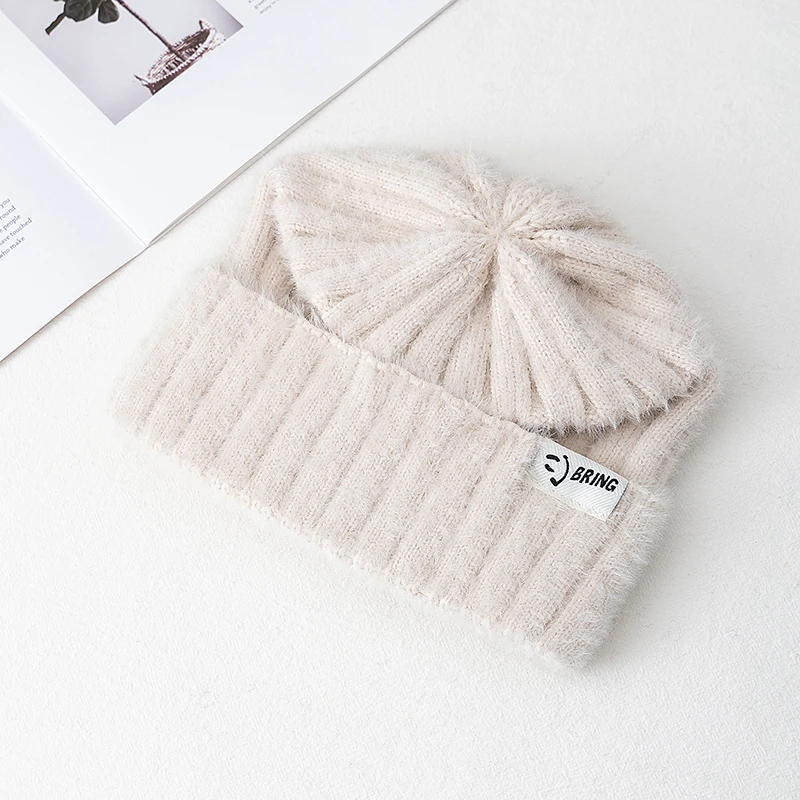 Heißer Verkauf Neue Kpop Stil Hut Faux Pelz Beanie Hut Süße Winter Für Frauen Warm Halten Dandy Hüte Für Mädchen Streetwear Stricken Kappe