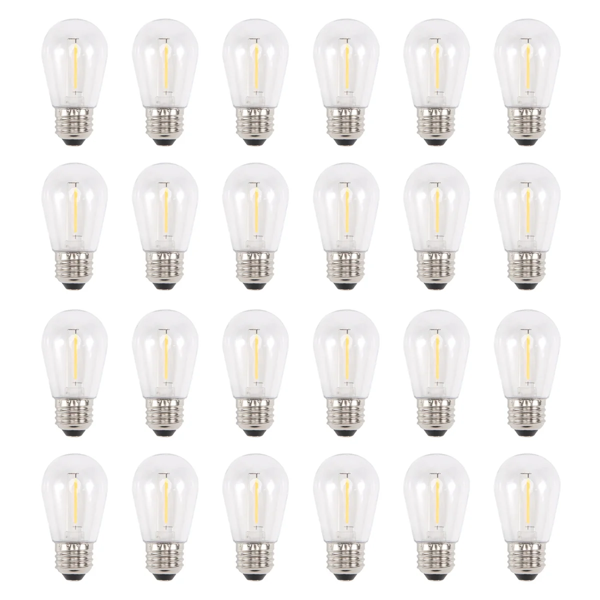 

A95I-24 Pack 3V LED S14 Replacement Light Bulbs, Shatterproof Outdoor Solar String Light Bulbs, Warm White