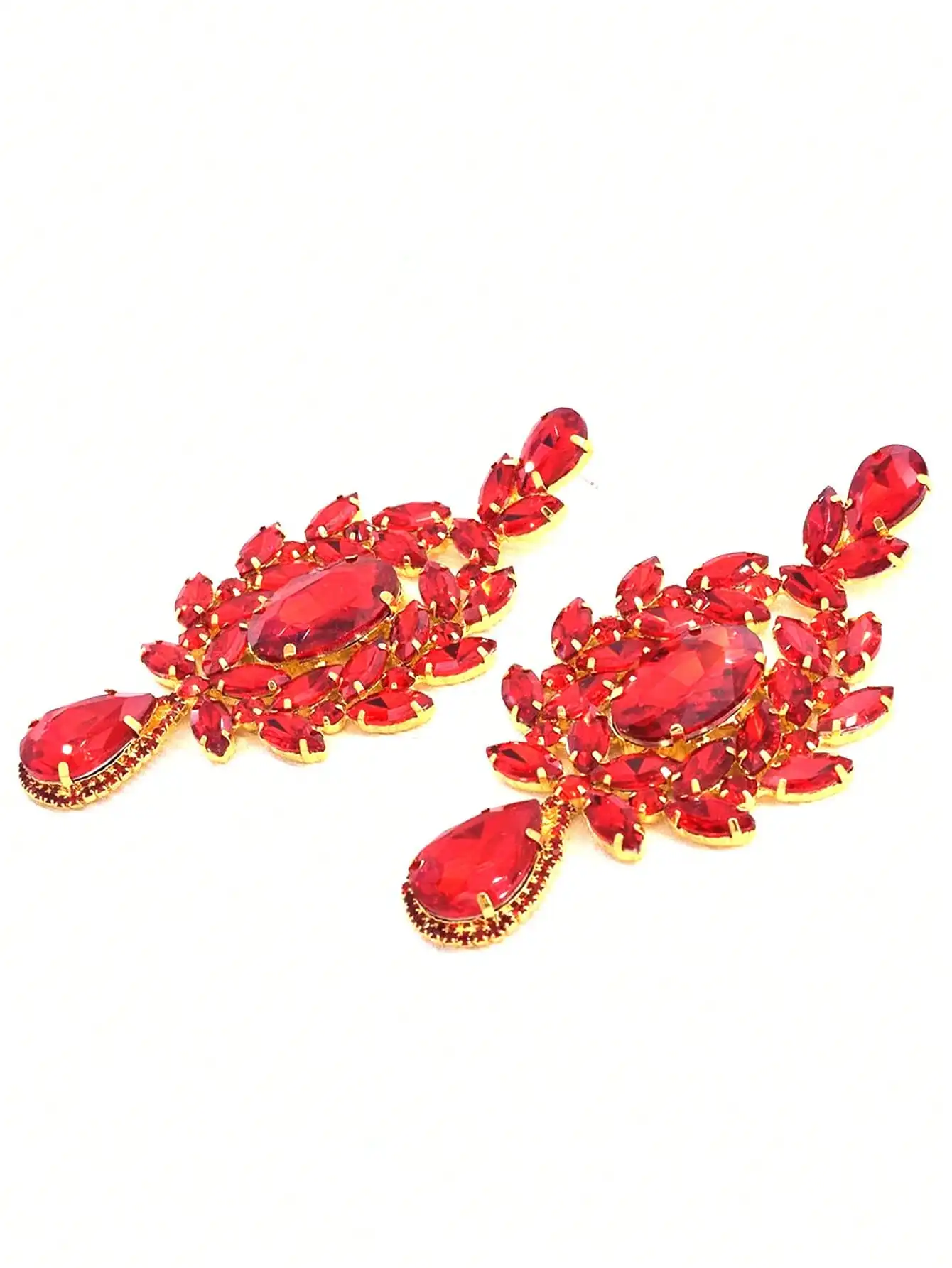 4,3" Super Bling Ellipse Champagner-Kristall Abendparty-Ohrringe Modenschau Hochzeits-Braut-Ohrringe – Detail 6