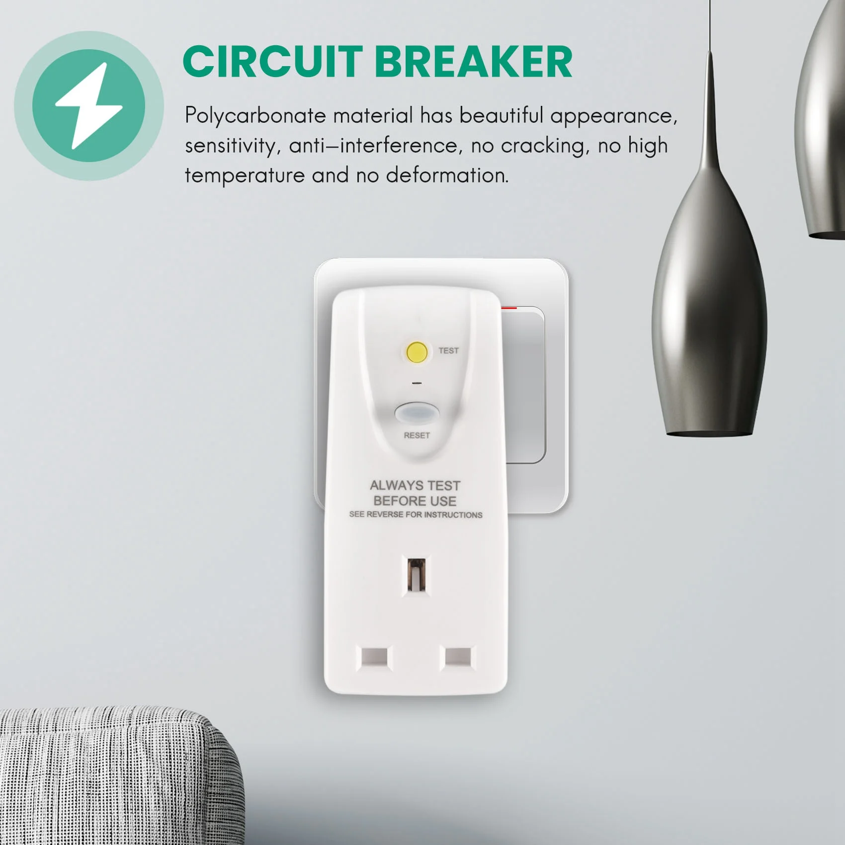 A73E-Uk Plug 13A Gfci Leakage Protection Plug Rcd Socket Home Circuit Breaker Cutout Power Trip Switch- Uk Plug