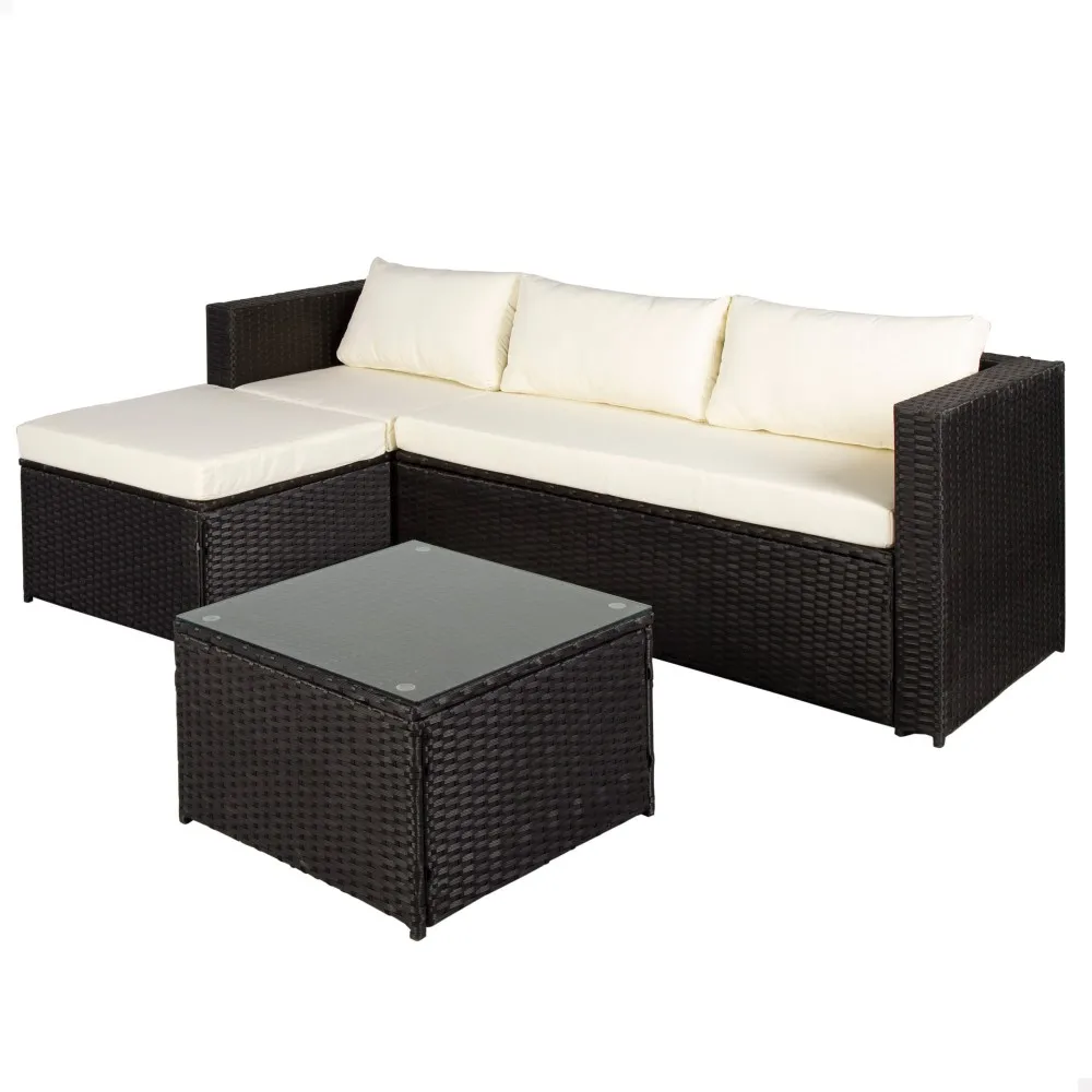 Furniture set terrace and garden rattan c/sofa chaise longue modular and Aktive table