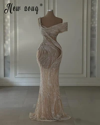 Vintage Champagne Off Shoulder Cocktail Dress Luxury 2024 Wedding Party Gowns Customized Handmade Crystals Prom Dresses Pageant