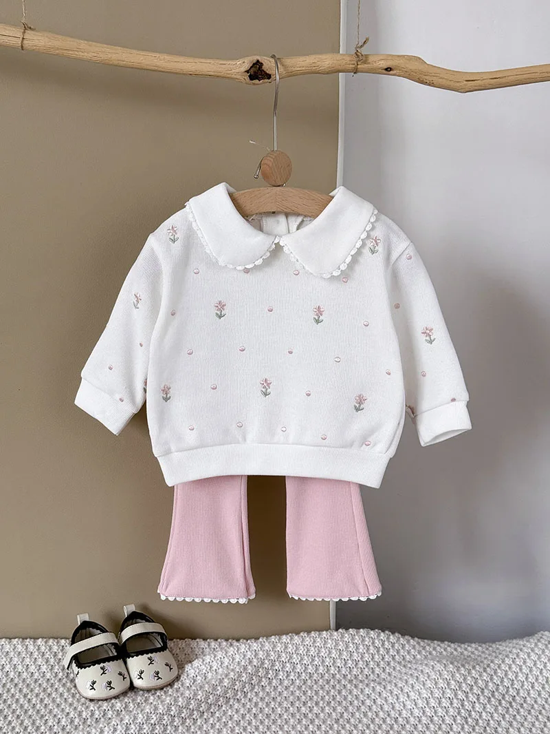 

LILIGIRL новый осенний комплект детской одежды для детей от 6 месяцев до 3 лет, толстовка с капюшоном для маленьких девочек + брюки-клеш, милая одежда в горошек для младенцев, 2 шт.