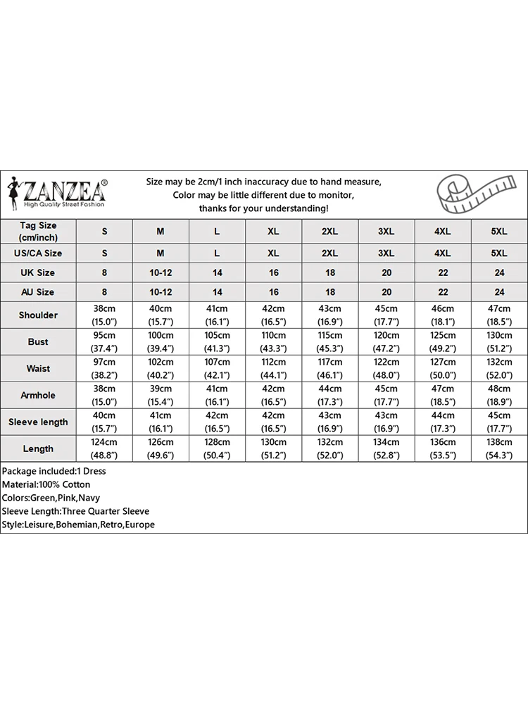 잔제아 캐주얼 코튼 린넨 미디 드레스 루즈핏 3/4 소매 V넥 데일리룩 여성용 사이드 슬릿 2025 여름 솔리드 베스티도스