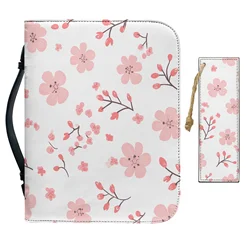 Pink Floral Bible Cover Cases Bag for Women Girls with Handle and Zipper Bible Bag leather