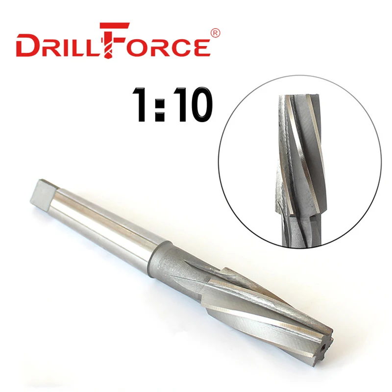 Drillforce 1:10 Machine Reamer 8-38mm Morse Taper HSS Spiral Flute Cutter (8/10/12/14/16/18/20/22/24/26/28/30/32/34/36/38mm)