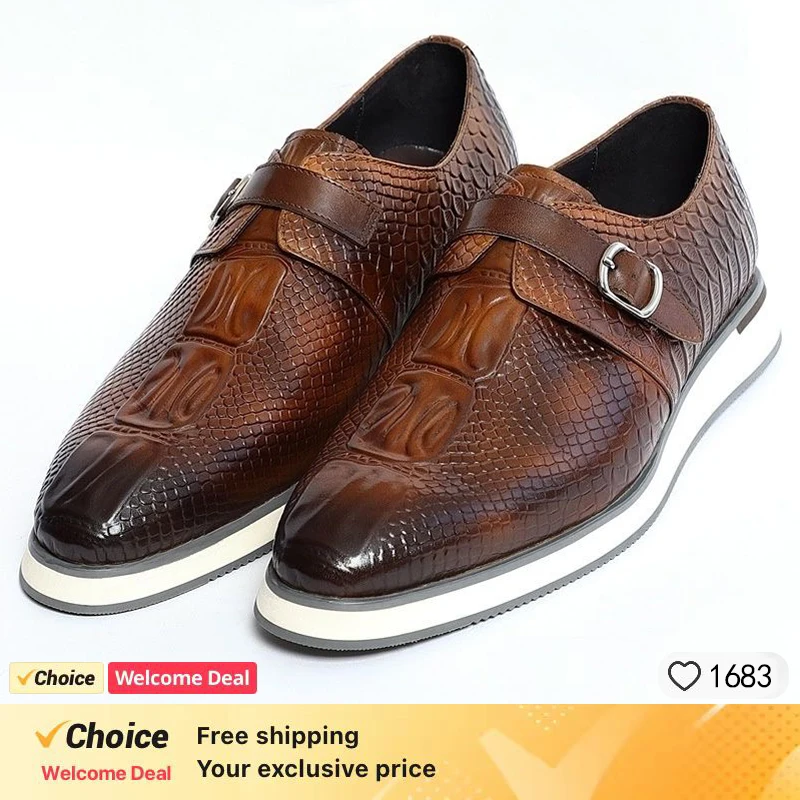 

2024 New Genuine Leather Casual Shoes for Men Sneakers Soild Blue Black Sports Style Carved Breathable Business Social Flat Shoe