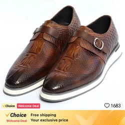 2026 Men's Genuine Leather Casual Sneakers Solid Blue/Black Sports Style Breathable Business Social Flat Shoes