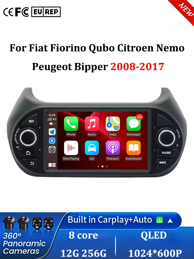 7 "Android Auto Radio Voor Fiat Fiorino Qubo Citroen Nemo Peugeot Bipper 2008-2017 Stereo GPS Carplay multimedia Video Autoradio - afbeelding 2