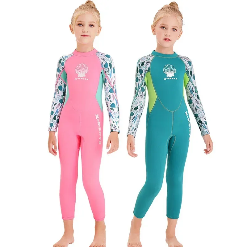 Girls wetsuits diving suit 2.5MM neoprene swimsuit long sleeve surfing jellyfish clothing swimwear for cold water