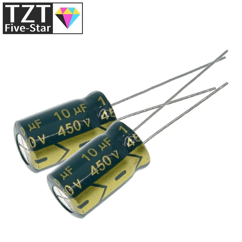 10/30 قطعة الألومنيوم مُكثَّف كهربائيًا 10 فائق التوهج 450 فولت 10*17 مللي متر عالية التردد شعاعي مُكثَّف كهربائيًا