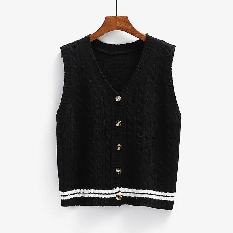 

Sweater Vest Womens Simple Design Striped Korean Style Soft Newest Student Autumn V-neck Knitwear Female Leisure Trendy Colorful