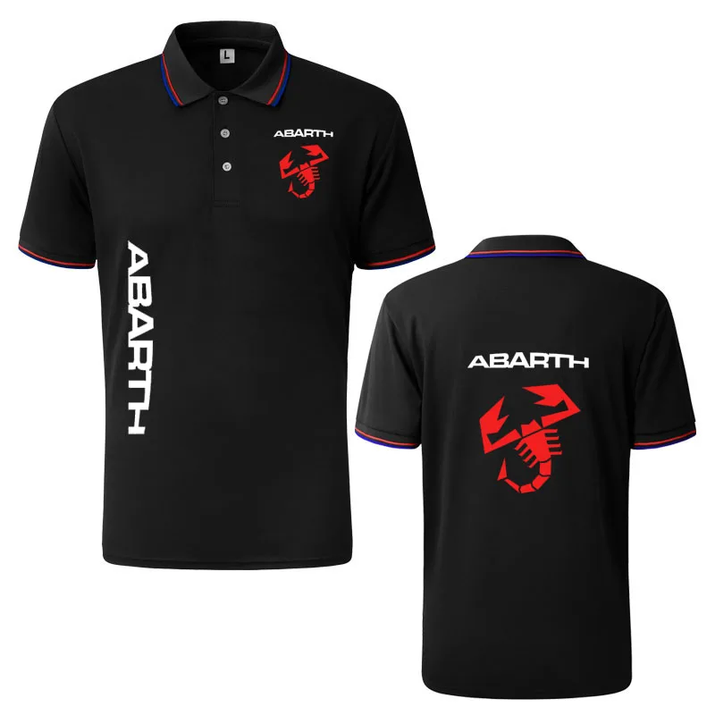 

Mens Pure Cotton Polo Shirts abarth logo print Trendy Brand Golf T-Shirts 2022 New Summer Hot sale Striped Men's Polo Shirt