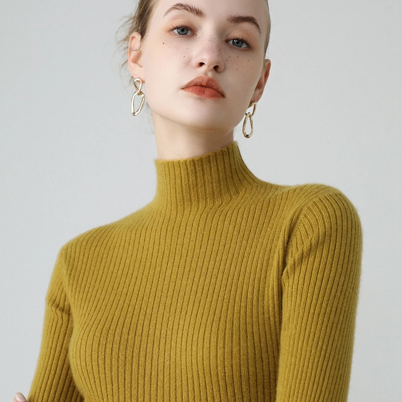 

Women High Elastic Pullovers 100% Cashmere Sweater Winter New Turtleneck Sweaters Female Warm Soft Basic Jumper Solid Slim Top