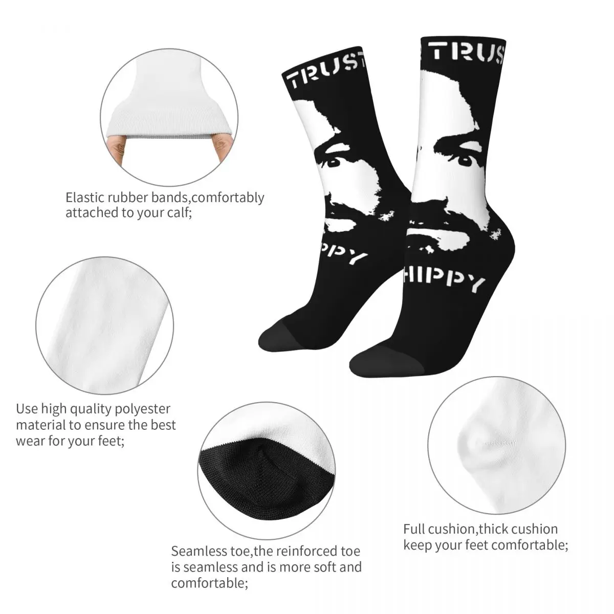 Band Punk Rock Sex Pistols Never Trust A Hippy Gift Crew Socks Accessories for Men Flexible Sock