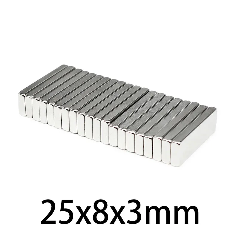 5/10/20/30/50/100PCS 25x8x3 Thin Quadrate Strong Powerful Magnets N35 Block Rare Earth Neodymium Magnet 25x8x3mm 25*8*3