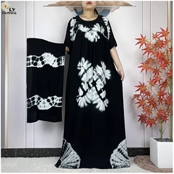 New Muslim Floral Print Cotton Women Dress Casual Holiday Fashion Party Dresses Women Loose Islam Maxi African Abaya Clothing