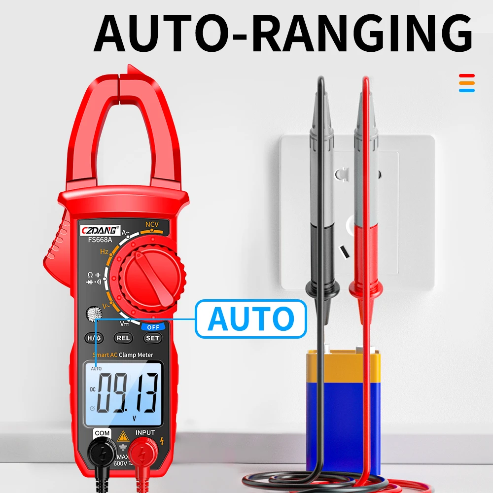 4000 Counts Digitales Zangenmessgerät mit automatischer Bereichswahl, Multitester, messbar, DCV, ACV, ACA, Ohm, Kapazität, Hz, Dioden, Kontinuität mit NCV