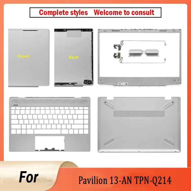 New For Pavilion 13-AN TPN-Q214 Laptop Shell LCD Back Cover Front Bezel Hinges Palmrest Bottom Case 13.3 Inch Silver