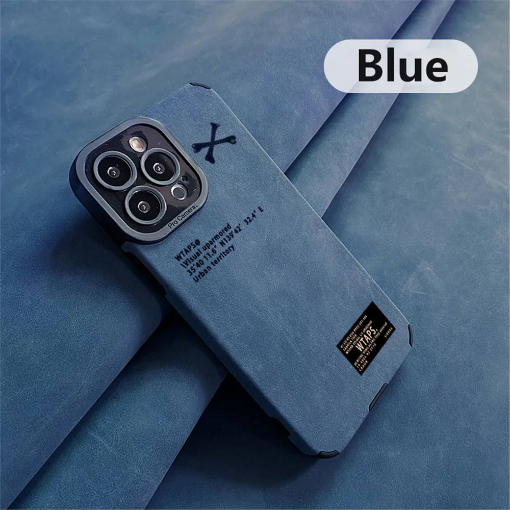 Japan Luxury Wtaps Skeletons Suede soft Leather case for iphone X XS XR Plus 16 14 13 Pro 12 11 15 Pro Max sheepskin cover