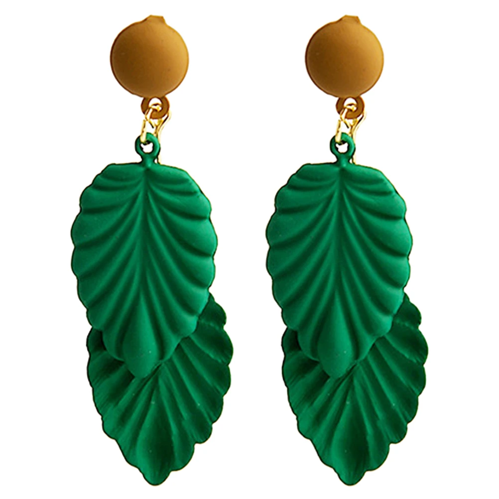

Leaf Pendant Retro Leaves Women Earrings Dangle Alloy Jewelry Long Ear Dress Bright Color Earrings For Women Trendy