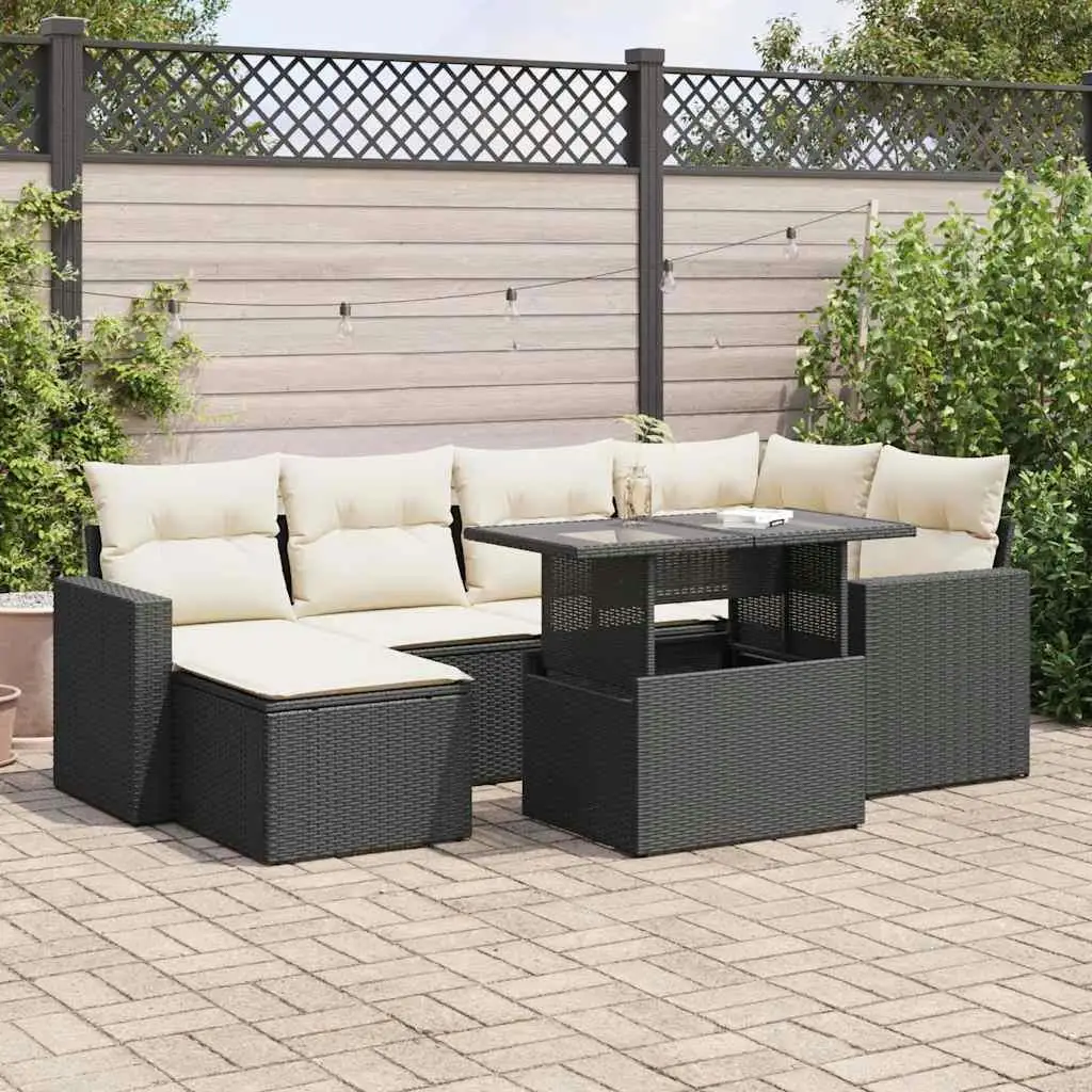 

Stylish Black and Cream White Garden Sofa Set for Outdoor Living Comfortable Seating Furniture