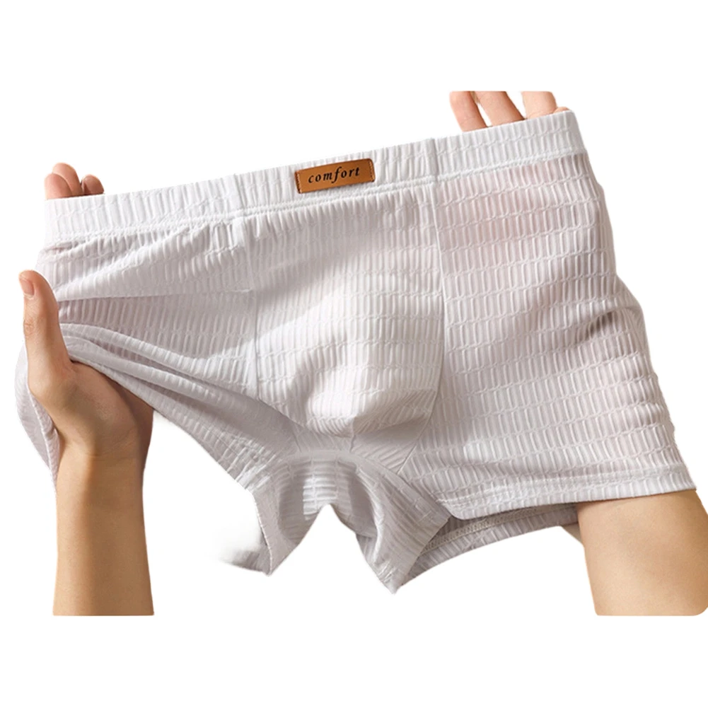 

Мужские трусы-боксеры из сетки в клетку, полупрозрачные, бесшовные, мягкие, однотонные, свободные, трусы-шорты