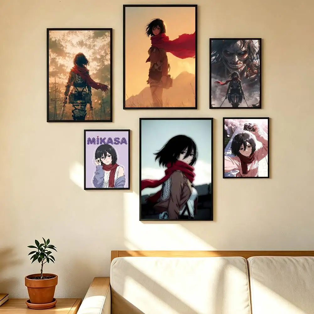 Mikasa Ackerman Attack on Titan Poster High Quality Dorm Living Room Aesthetic Wall Decoration Painting Stickers Gift