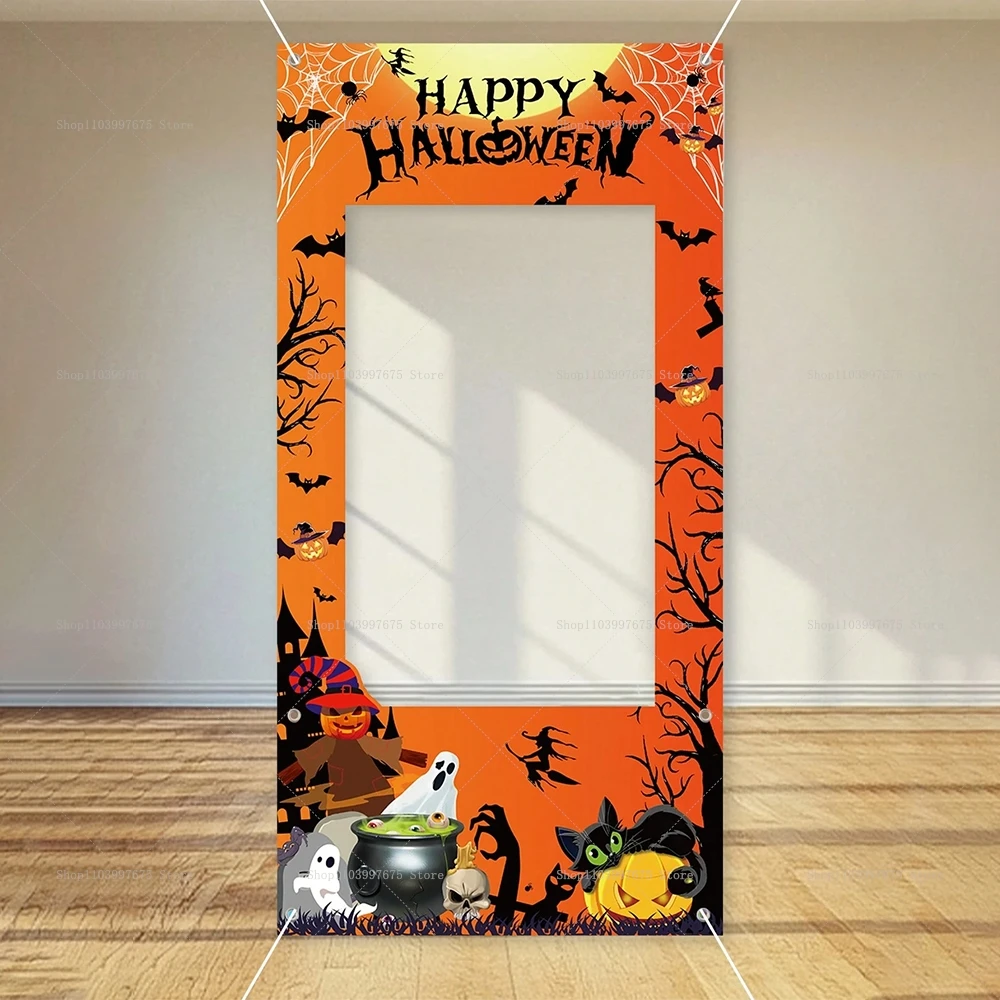 زينة حفلات الهالوين السعيدة، دعائم إطار كشك الصور، خفافيش شبح اليقطين، ديكور أعياد الميلاد، لافتة خلفية، مستلزمات الحفلات #1