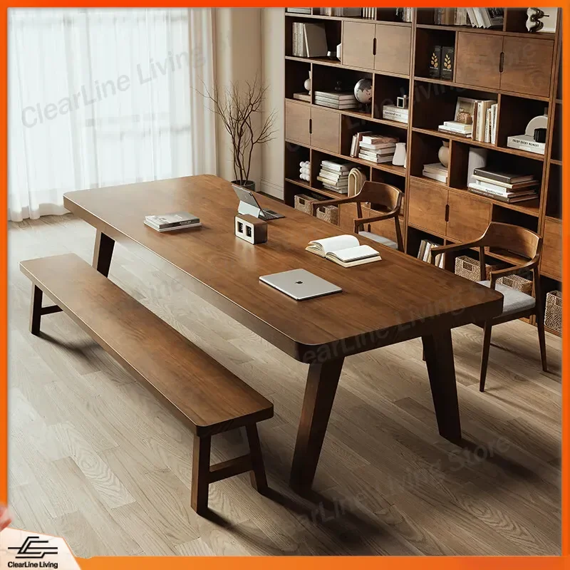 Solid Wood Long Desk Double Study Table Simple Office Computer Desk Living Room Reading Workbench Conference Table for Home