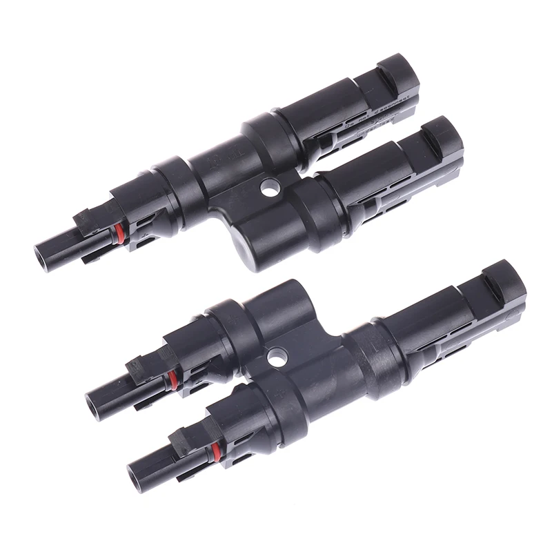 1Pair 2To1 Solar PV Panel Connector T Type T3 Parallel Connection Plug Waterproof Connector Branch Parallel DIY MC4 Solar System