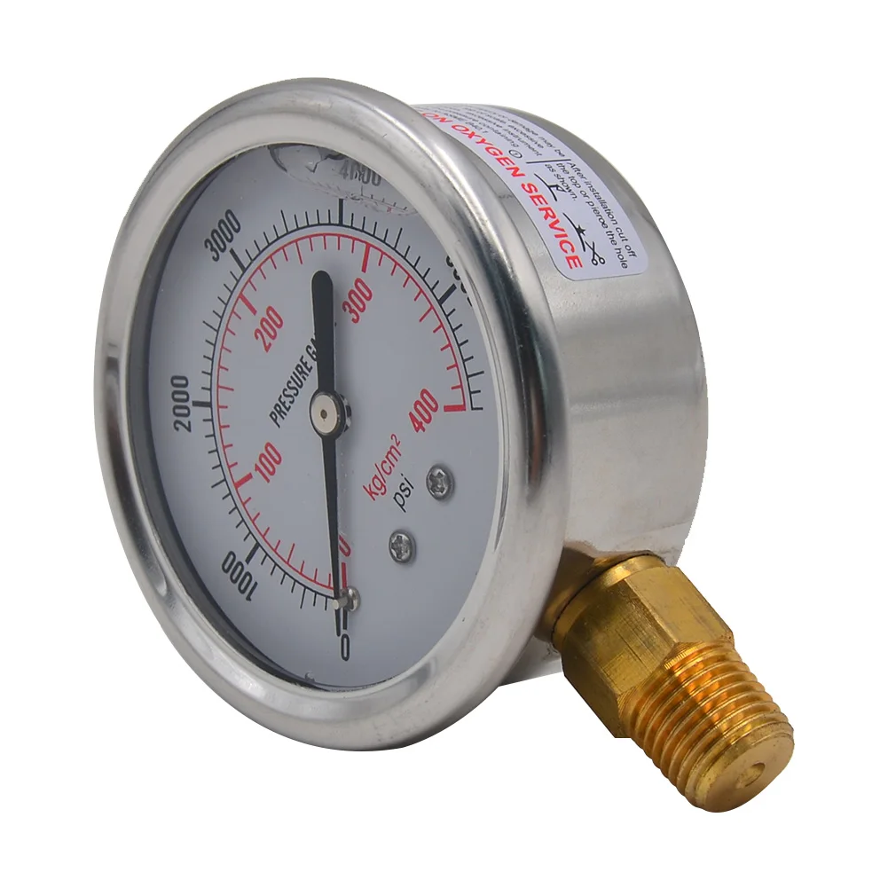 US Standard Thread 0-5000PSI Hydraulic Pressure Gauge Oil Fluid Pressure Gauge