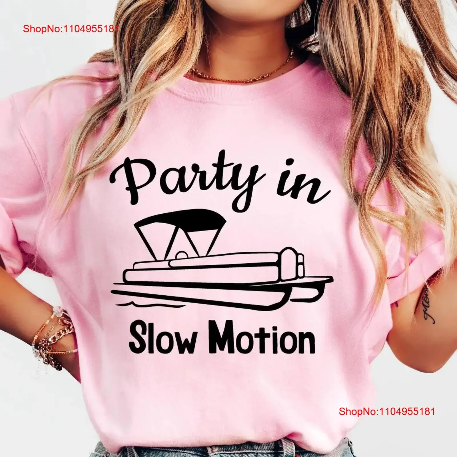 Party In Slow Motion T shirt Cool Pontoon BoaT Captain Apparel Holiday Boating Outfit Summer Sunshine Traveler vintage Washed