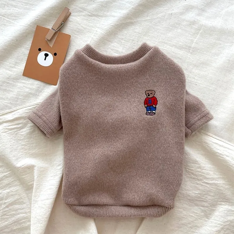 Winter huisdier ondershirt teddybeer geborduurd vest Bichon warme kleding puppy zachte trui modieuze hondenkleding