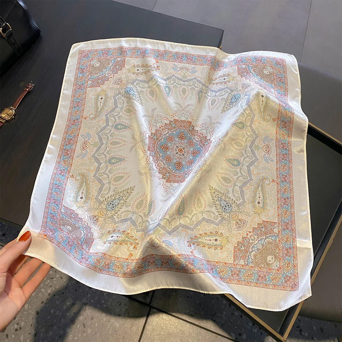 

100% Real Silk Satin Women Scarf 2026 Flower Printed Foulard Femme Square Head Scarfs Bandana Shawl For Lady Hijab New