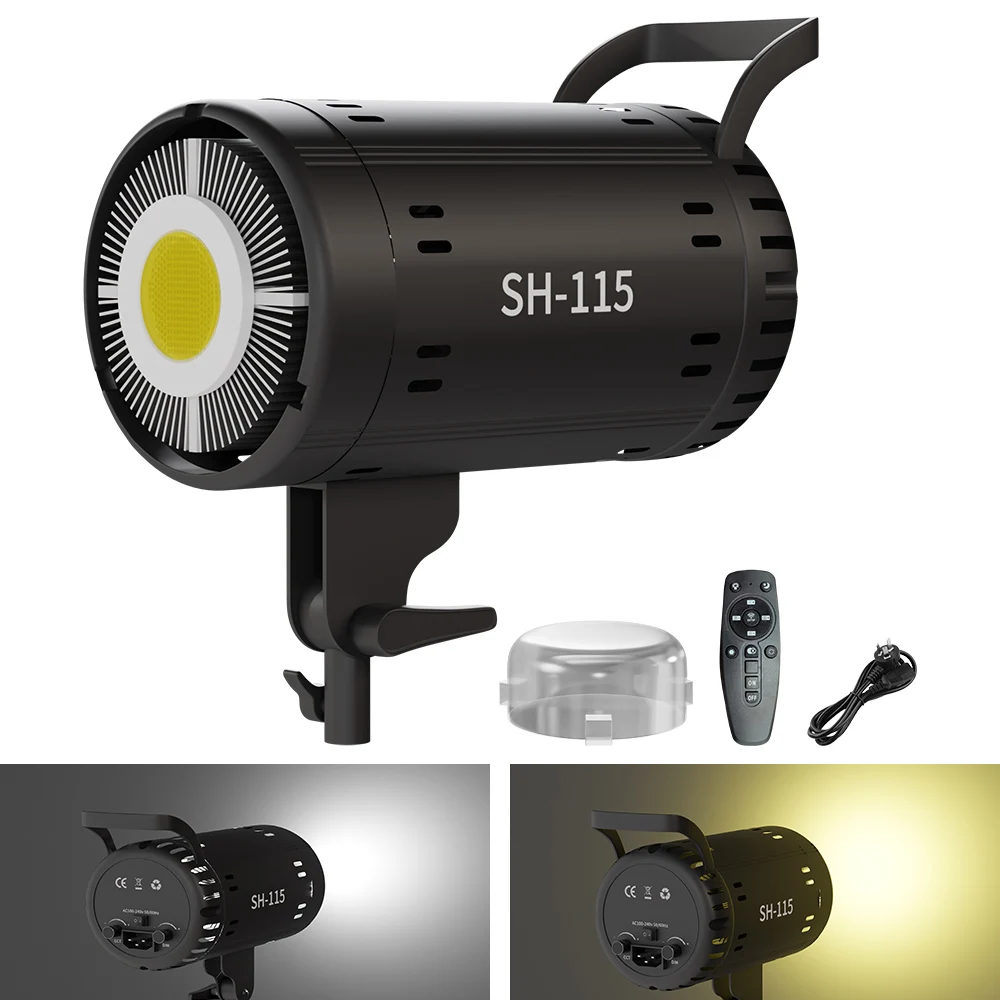 SH 115W Photography Bowens COB Video Light With Remote Control  3200-5600K 2-color Temperature CRI95+ Daylight Fill Lamp