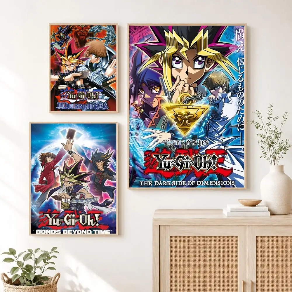 Vintage Anime Cool Y-YU-Gi-Oh Poster Self Adhesive Wall Sticker Decor for Bedroom Living Room Office Home Gift