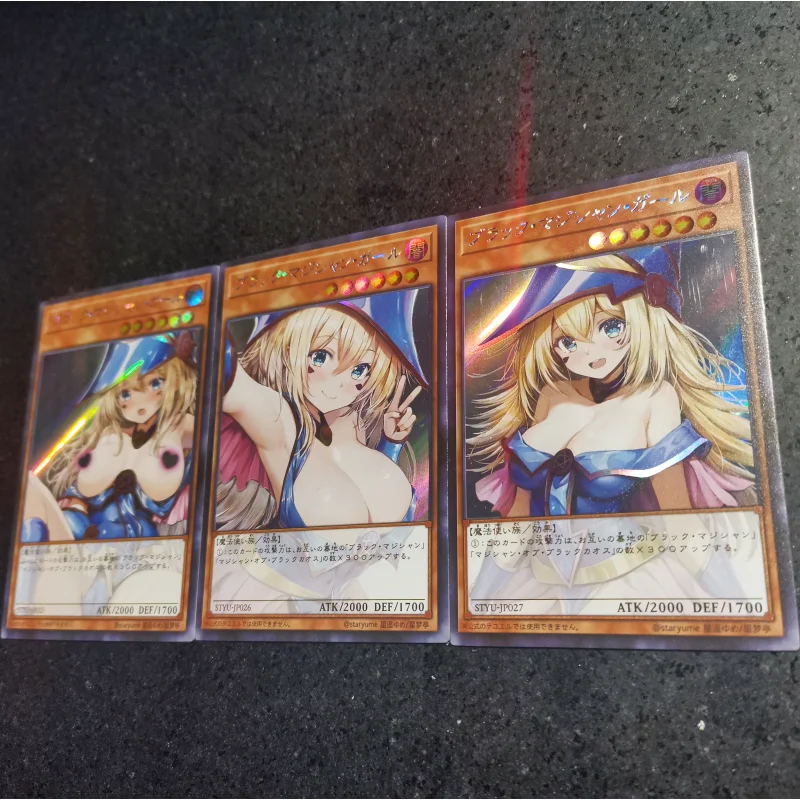 ACG Yugioh Cards Staryume Black Magician Girl Anime Game Characters Collection Color Flash Cards Off Screen Series DIY Toy Gift