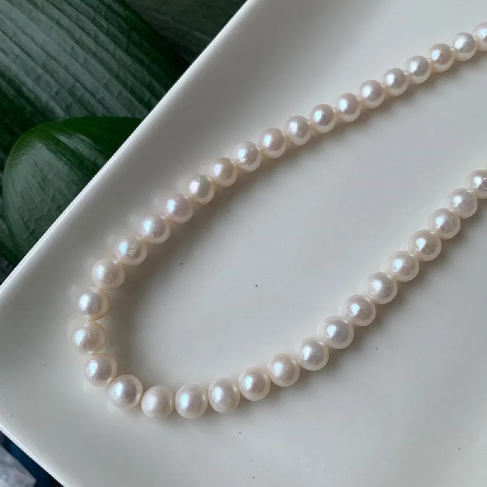 

Classic necklace AAA7-8mm natural South Sea pearl round necklace 16in-24inch/925s