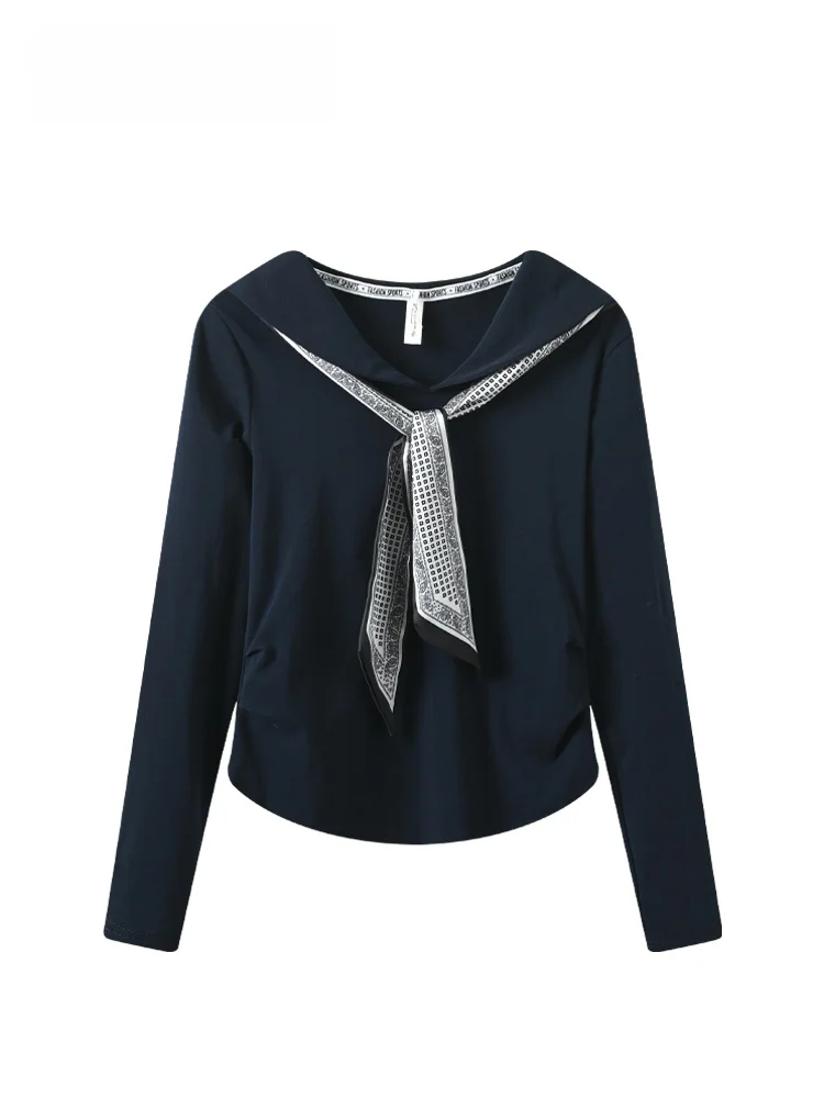 

Cara CLUB plus Size Long Sve T-irt Women's Autumn Faion Sle College Sle Versatile Top for Plump Sister