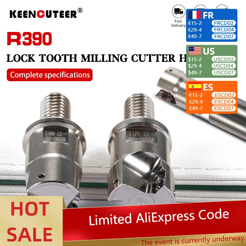 

R390 Thread Milling Cutter Head Tungsten Steel Shank CNC Lathe Tool Slot Tooth Anti-Vibration Milling Cutter Carbide Insert