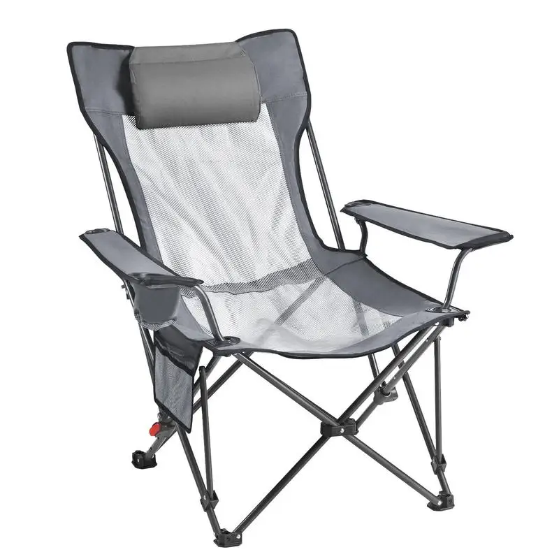 

Adjustable Outdoor Seat 23x22x37 Inches Adults Relaxation Mesh Lounger Headrest Footrest 220 Pound Capacity Heavy Duty Foldable Furniture Patio Gray Body Support