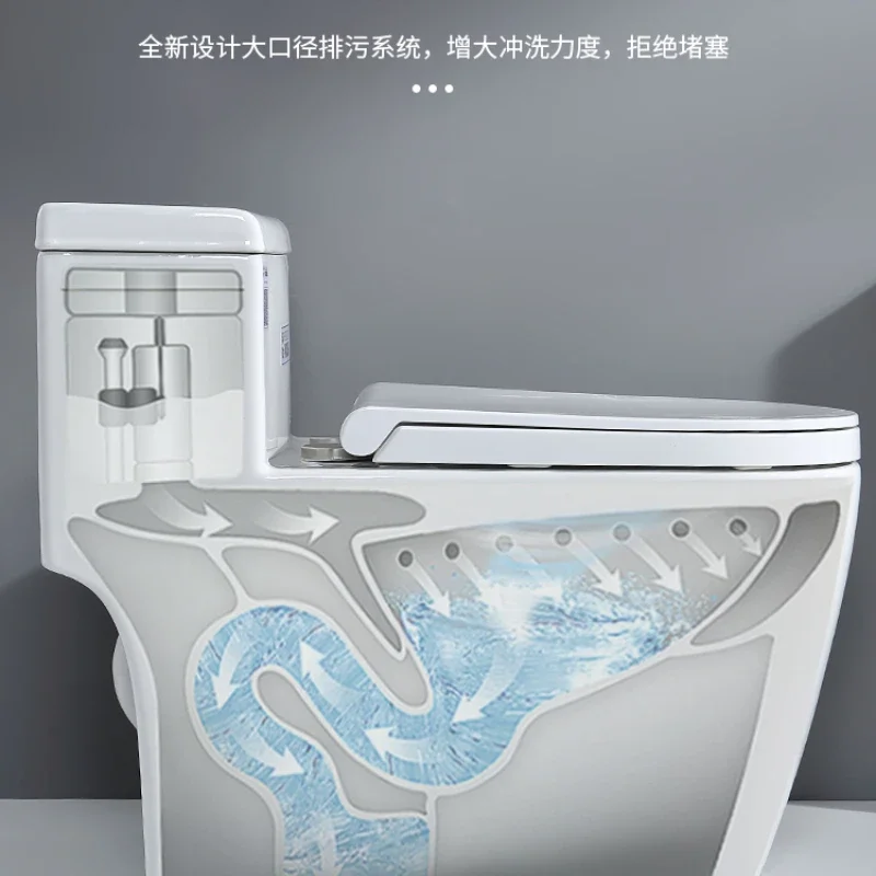 Large-diameter super-cyclone siphon type quiet water-saving and deodorizing small-sized conjoined toilet for household toilets