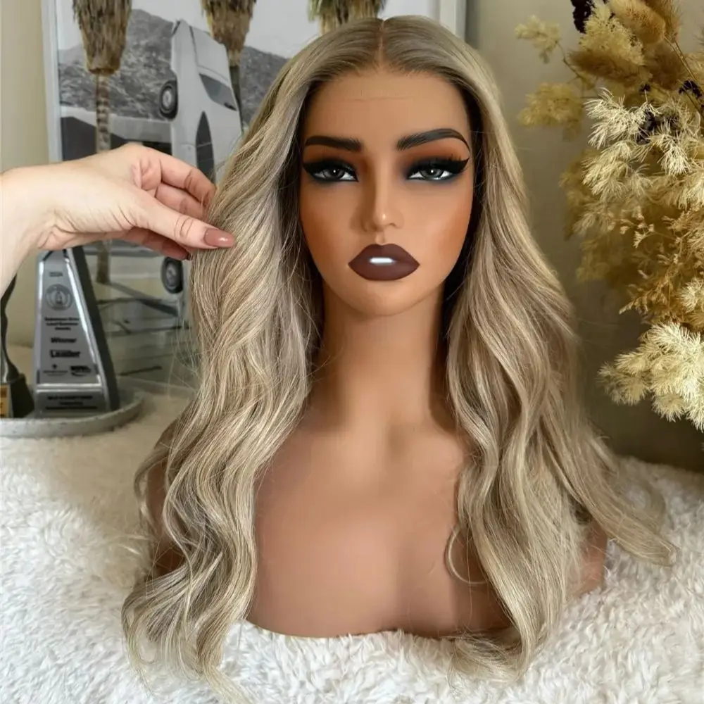 

18“ Ash Roots Platinum Blonde Heat Resistant Cheap Wigs On Clearance Sale Body Wave High Density 180% Premium Wig Cosplay Anime