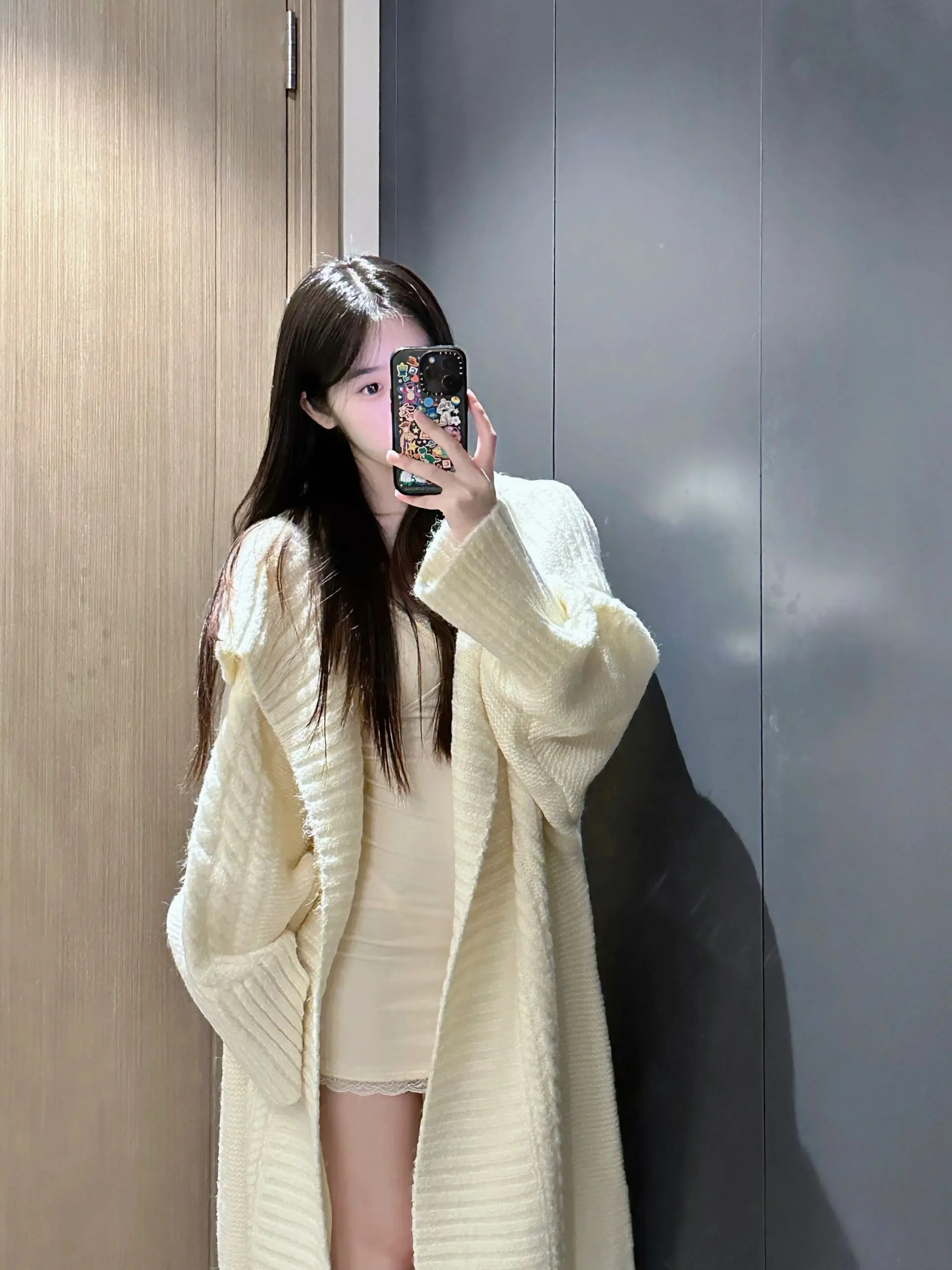 

Ele Vintage Long Knitted Sweater Loose Fit Collared Coat for Taller Women Autumn Winter Thi Open Cardigan Korean Sle