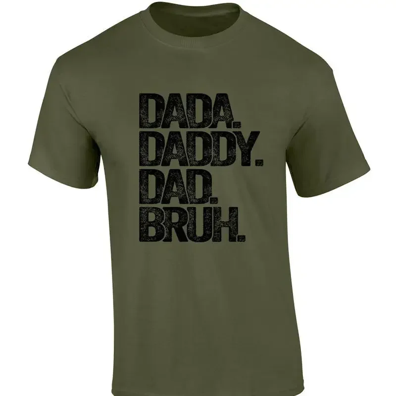 Mens Fathers Day Tshirt Dada Daddy Dad Bruh Funny Short Sleeve TshirtMilitary