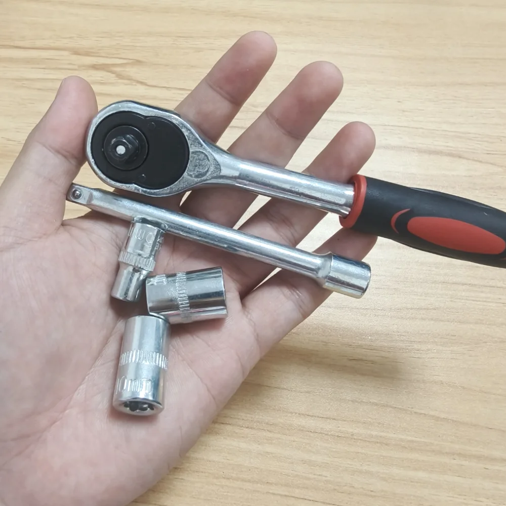 Imagem -02 - Ratchet Socket Wrench Grupo Drive Sockets Extensão Rod Multi-function Spanner Carro e Motocicleta Reparação Ferramenta Mão 4