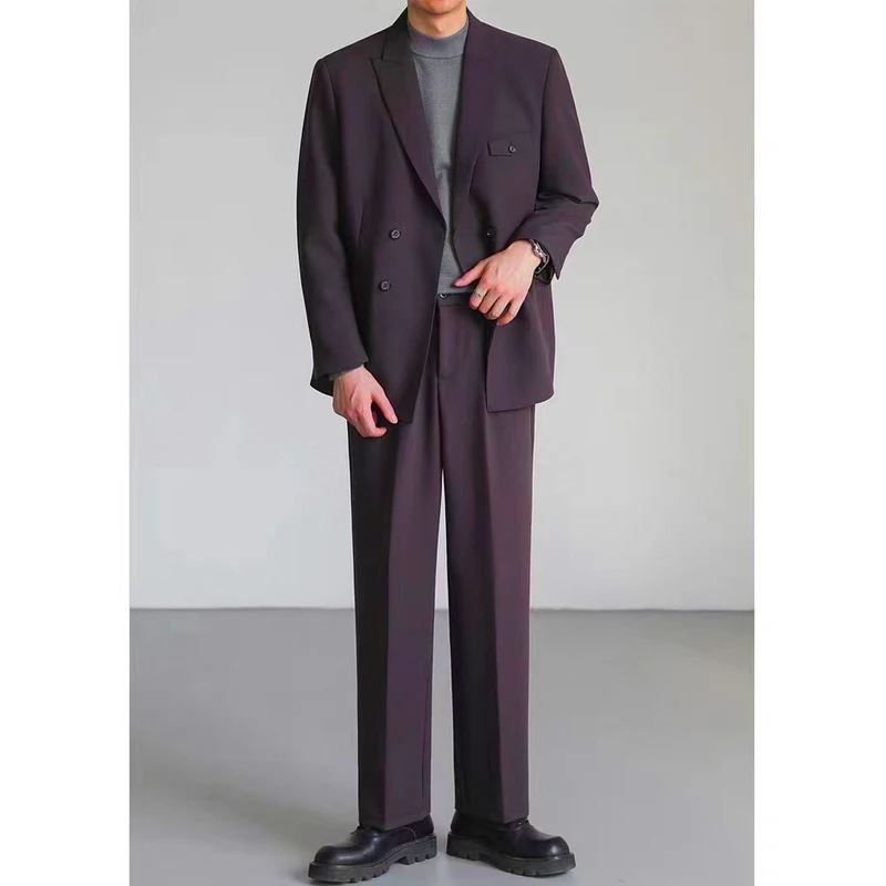 Traje informal holgado de 2 piezas para hombre, chaqueta, pantalón, vestido de Ceremonia de fiesta para adolescentes