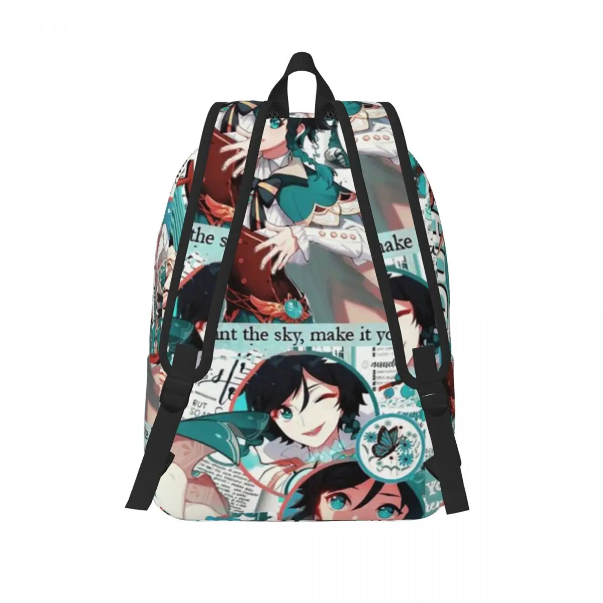 Mochila Genshin Impact Venti para Homens e Mulheres, Bolsa de Ombro para Computador, Laptop Cartoon, Video Game, Estudante, Mochila Empresarial, Moda