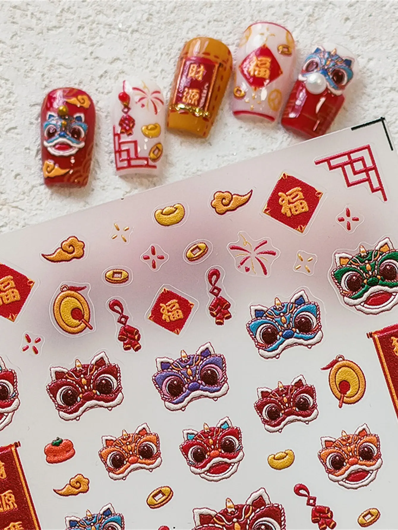 만화 로인 드래곤 네일 아트 스티커, 귀여운 동물 아크릴 네일 장식, 데칼 액세서리, DIY, 5D 릴리프, 1 개